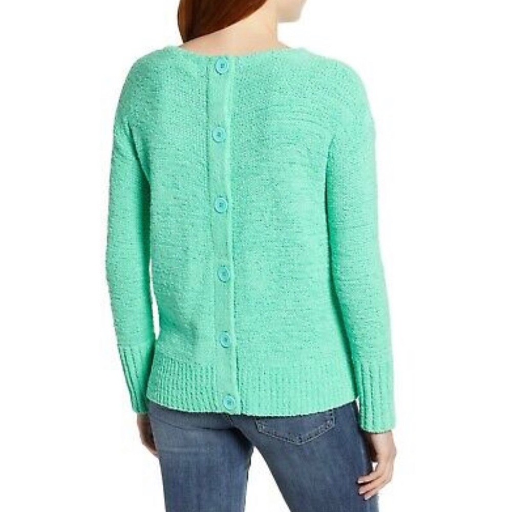 Caslon Kelly Green Cotton/Nylon Buttons Back  Sweater Size M